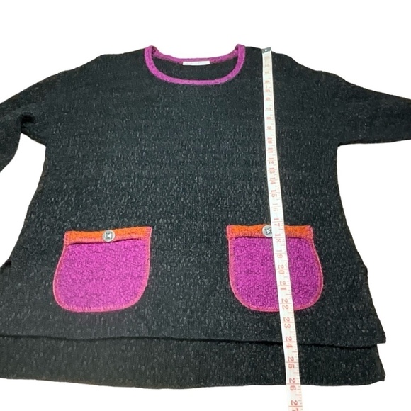 MARGARET WINTERS Cotton Blend Art to Wear Long Sleeve Sweater Pocket Detail Sz S - Picture 7 of 10